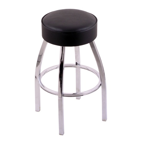 HOLLAND BAR STOOL CO 25" Counter Stool, Chrome Finish, Black Vinyl Seat, 360 Swivel C8C125BlkVinyl